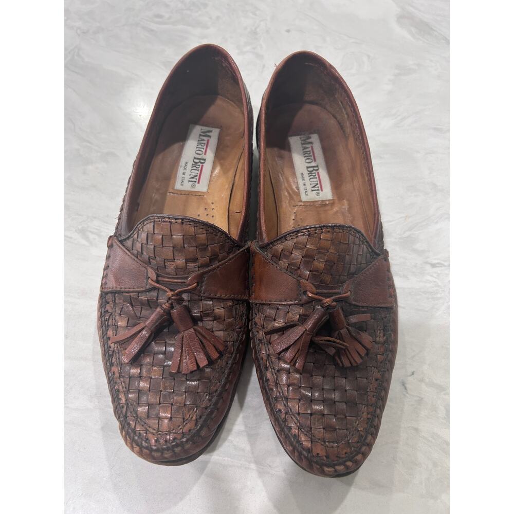 Mario Bruni Italian Tassel Loafers Men’s Size 9 Leather Shoes Made in Italy